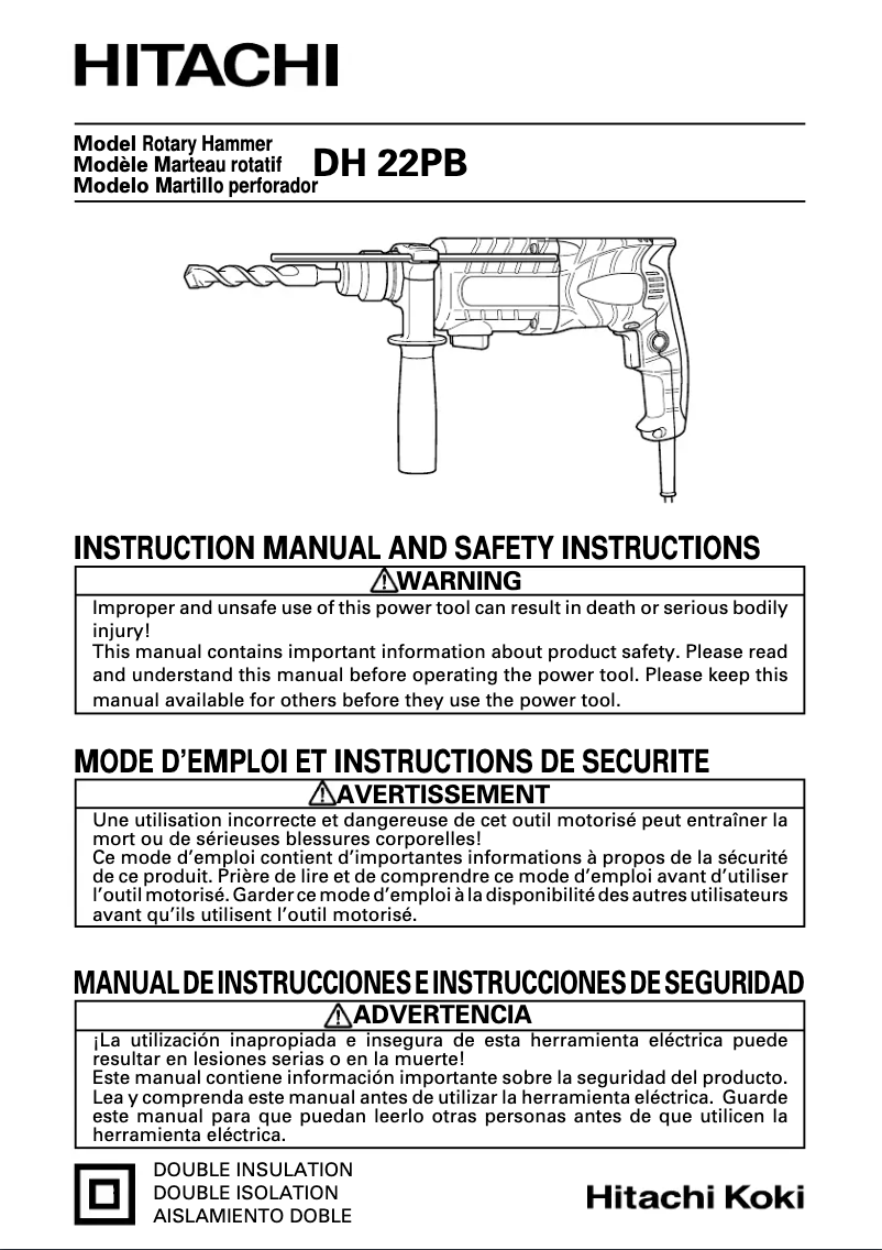 Image de la première page du manuel de l'appareil DH 22PB