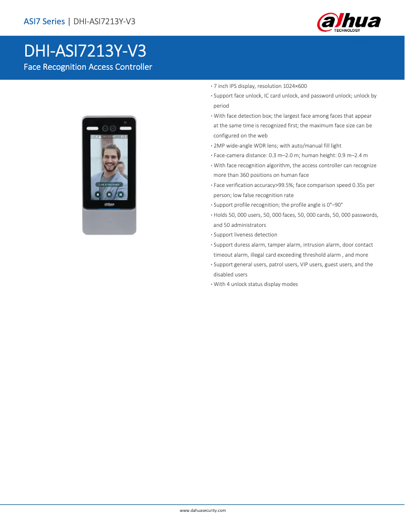 Page n°1 - Fiche technique Dahua Technology ASI7213Y-V3