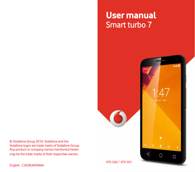Page 1 de la notice Manuel utilisateur Vodafone Smart turbo 7