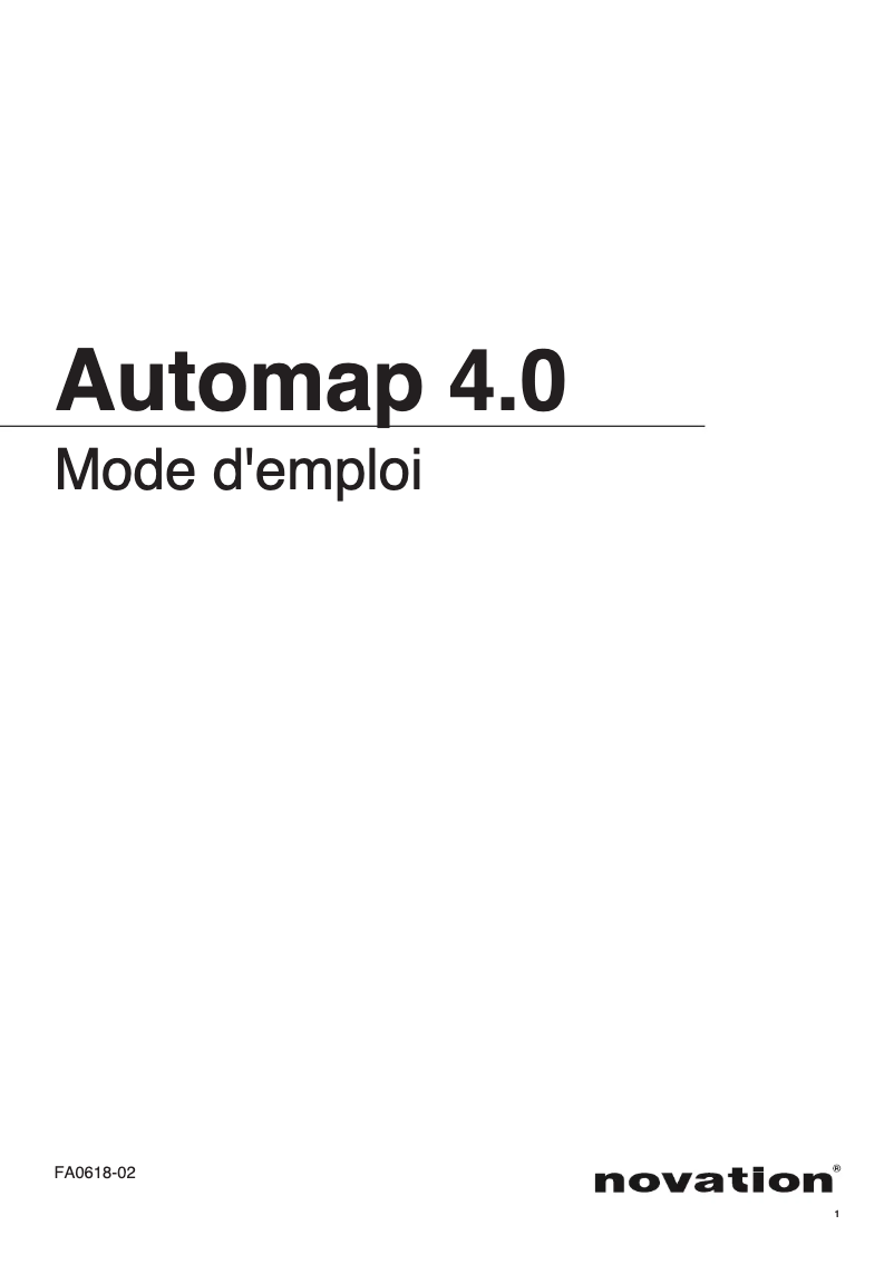 Page 1 de la notice Manuel utilisateur Novation Automap