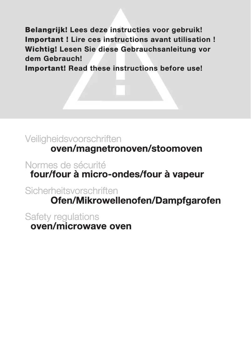 Page n°1 - Instructions de sécurité Atag OG2011AR01GB