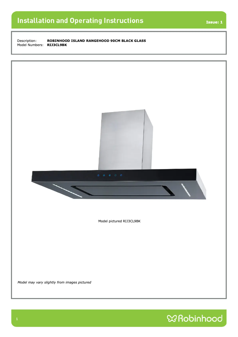 Página 1 del manual Guía de instalación Robinhood RIJ3CL9BK