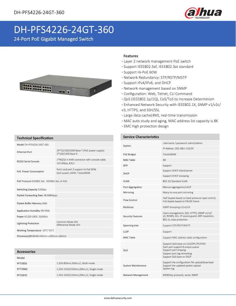 Image de la première page du manuel de l'appareil PFS4226-24GT-360