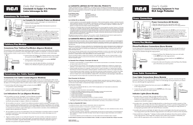 Page n°1 - Manuel utilisateur RCA PS60005B1