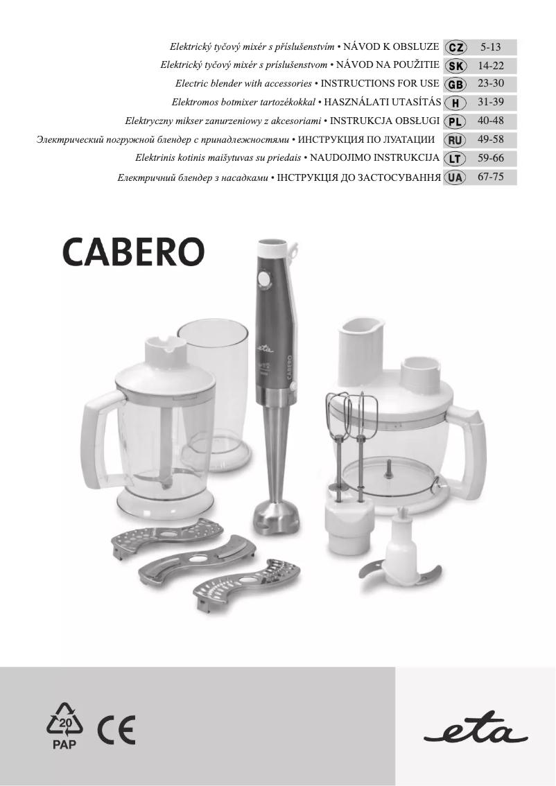 Página 1 del manual Manual de usuario Eta CABERO 2-in-1