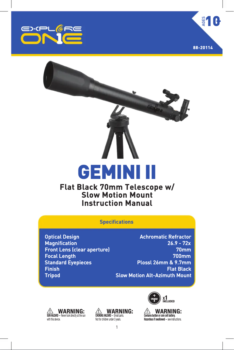 Page n°1 - Manuel utilisateur ExploreOne Gemini II