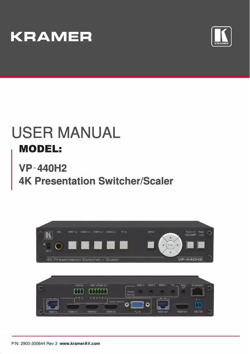 Page 1 de la notice Manuel utilisateur Kramer VP‑440H2