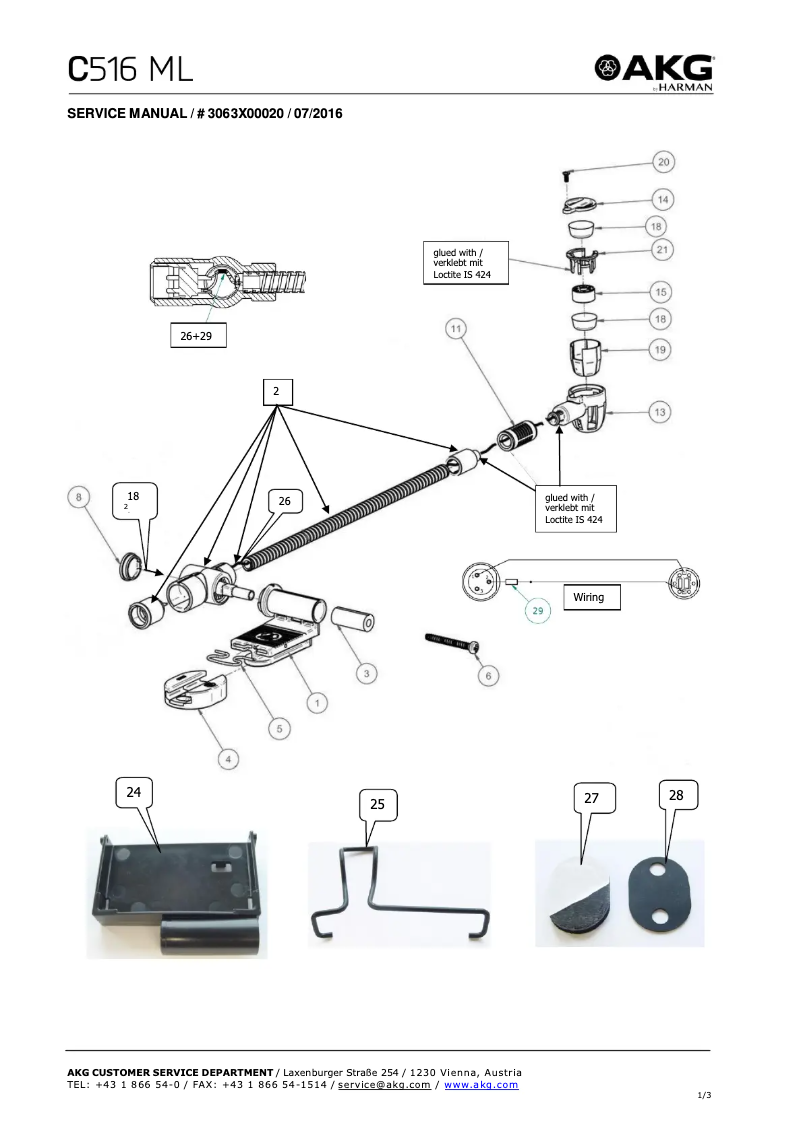 Page 1 de la notice Manuel utilisateur AKG C516 ML