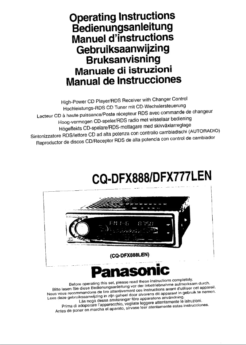 Image de la première page du manuel de l'appareil CQ-DFX888