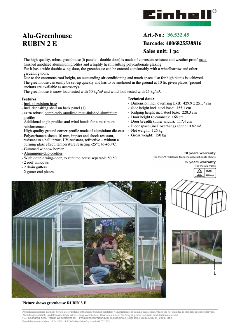 Page n°1 - Manuel utilisateur Einhell RUBIN 2 E