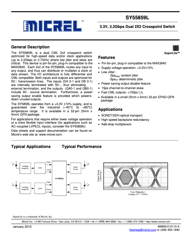 Page 1 de la notice Manuel utilisateur Microchip SY55859L