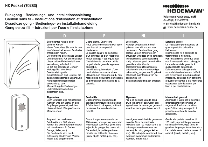 Page n°1 - Manuel utilisateur Heidemann HX Pocket 70283