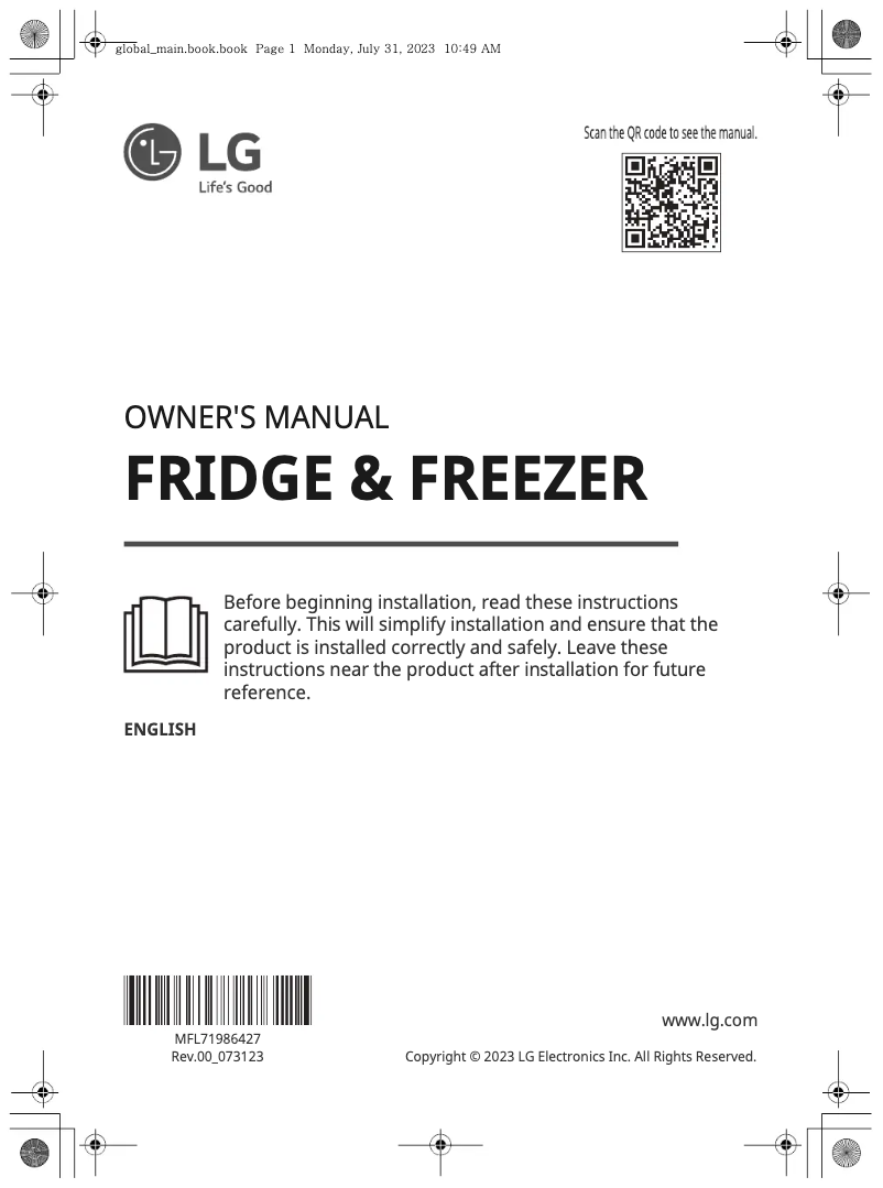 Page n°1 - Manuel utilisateur LG GBM21HSADH