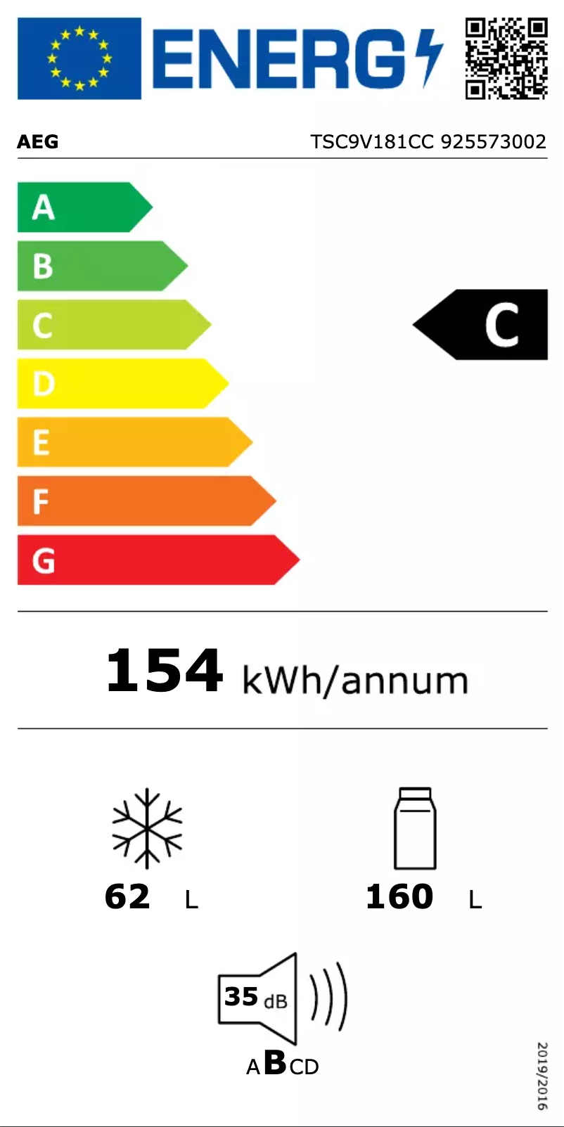 Page n°1 - Label énergétique AEG TSC9V181CC