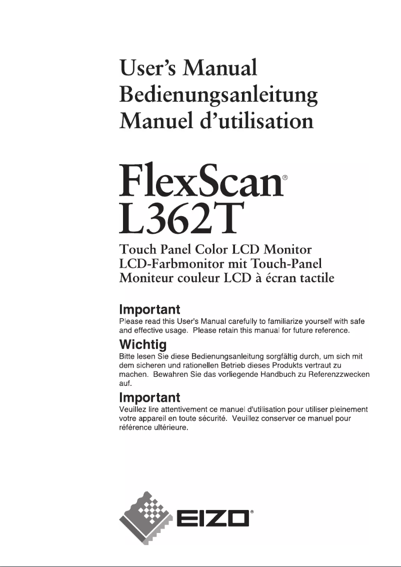 Page 1 de la notice Manuel utilisateur Eizo FlexScan L362T