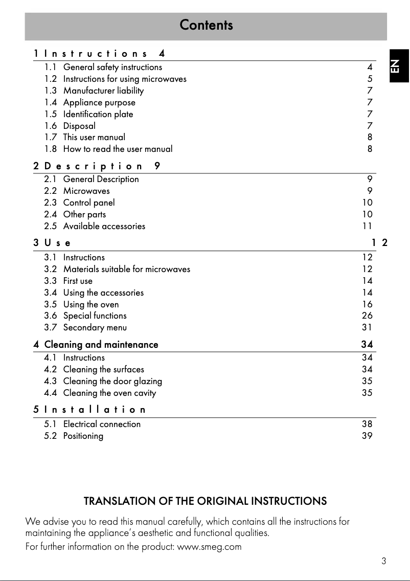 Página 1 del manual Manual de usuario Smeg SFA4125M