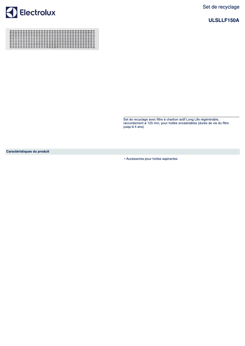 Page n°1 - Fiche technique AEG ULSLLF150A