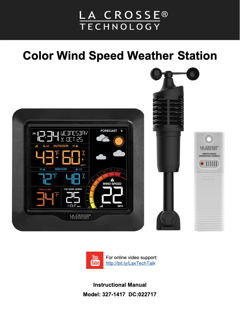 Page n°1 - Manuel utilisateur La Crosse Technology 327-1417V3