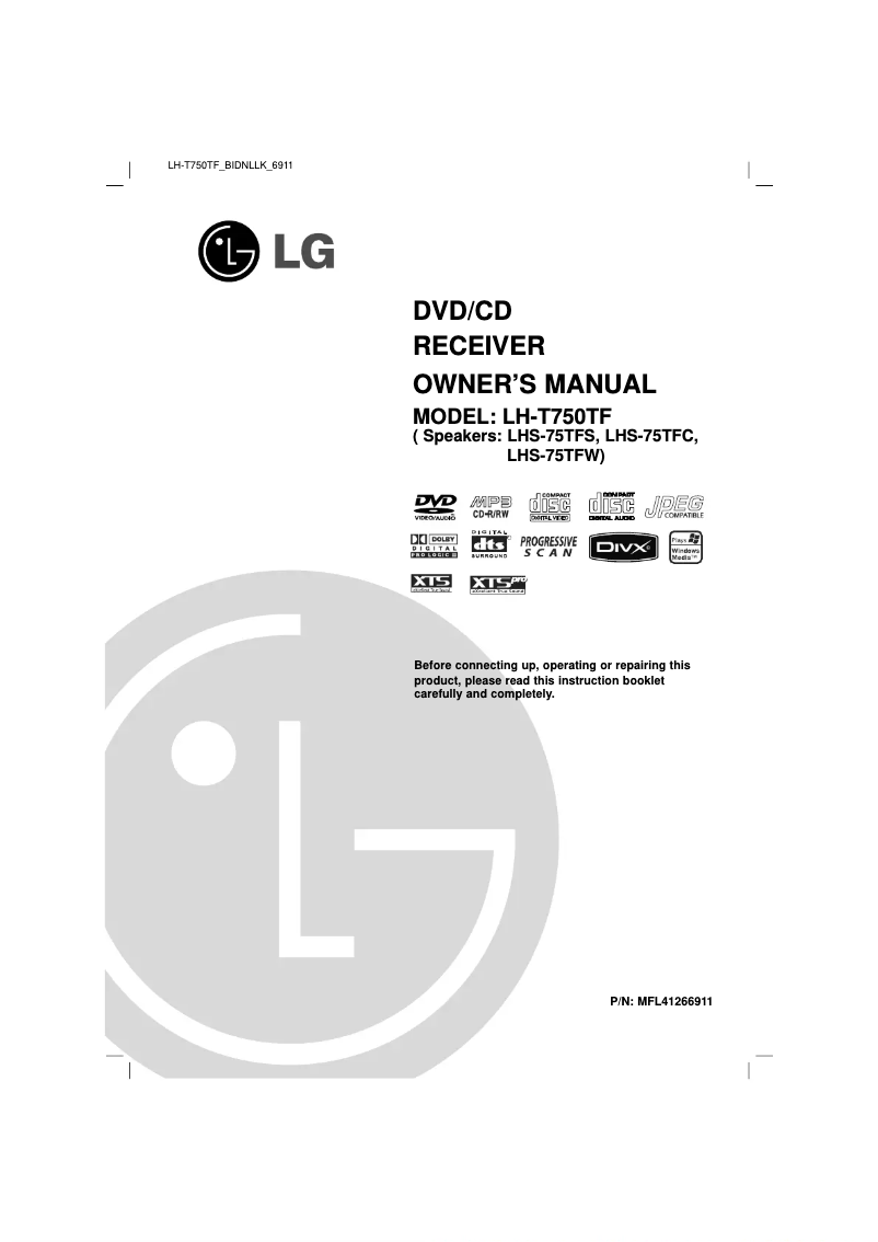 Page 1 de la notice Manuel utilisateur LG LH-T750TF