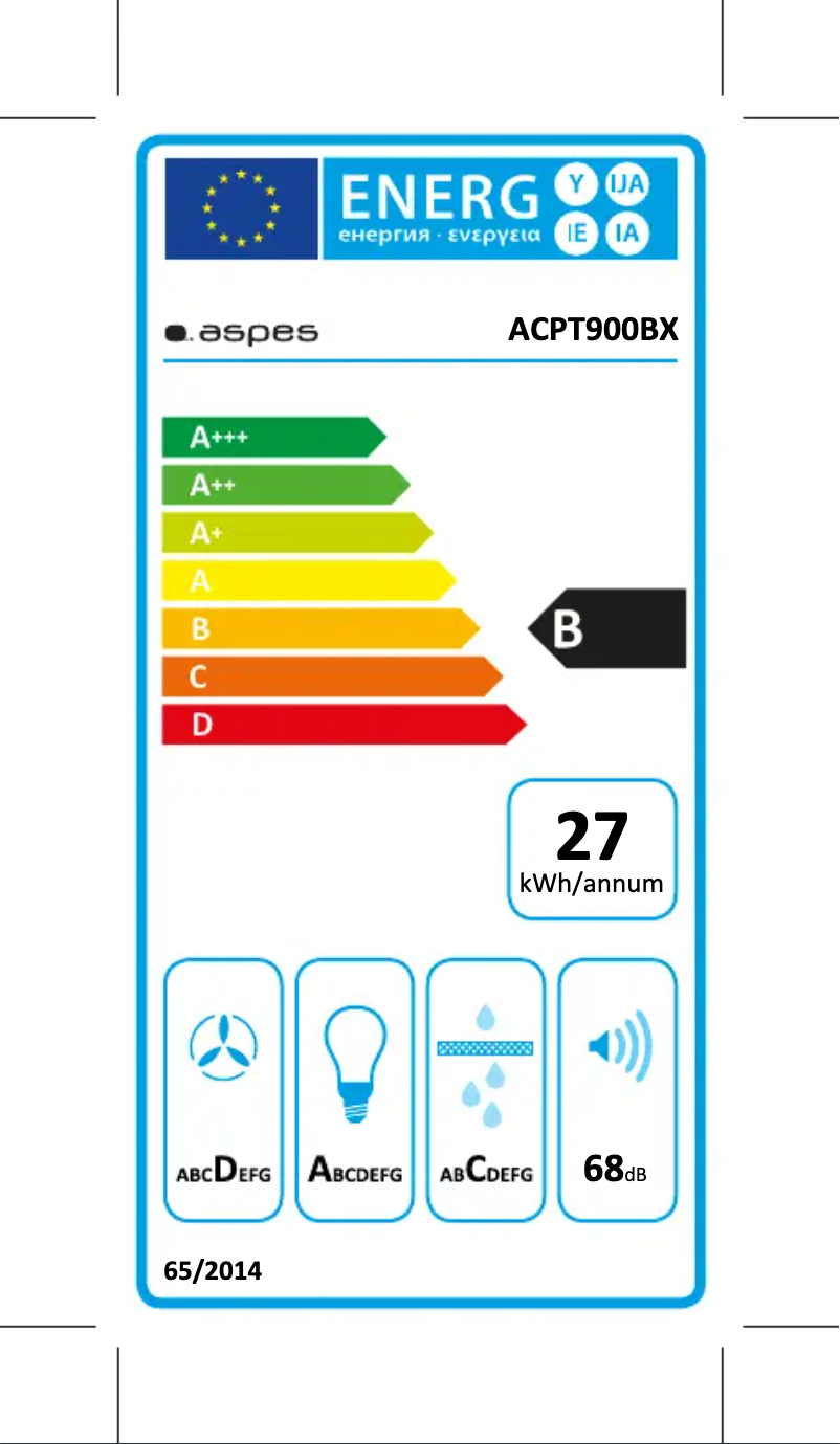 Página 1 del manual Etiqueta energética Aspes ACPT900BX