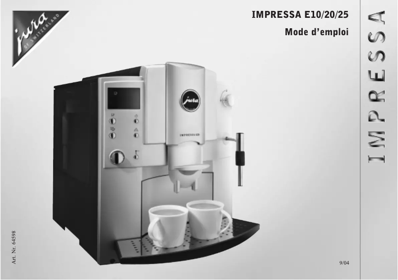 Page 1 de la notice Manuel utilisateur Jura IMPRESSA E20