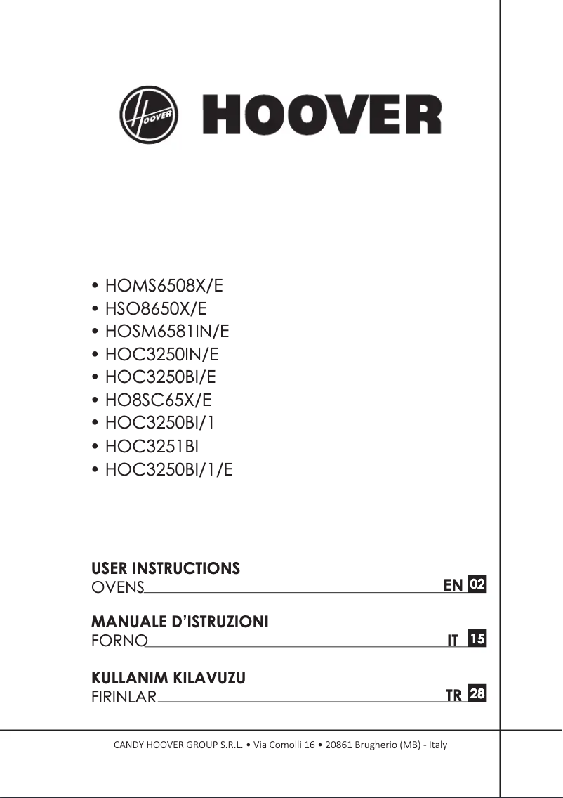 Page n°1 - Manuel utilisateur Hoover HOC3250IN/E