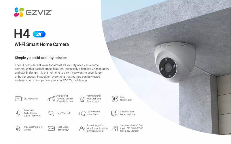 Page 1 de la notice Fiche technique EZVIZ H4