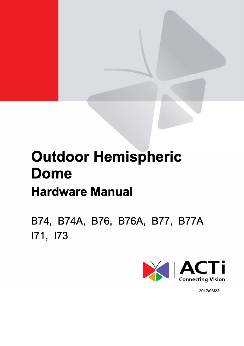 Page n°1 - Manuel utilisateur ACTi B76A