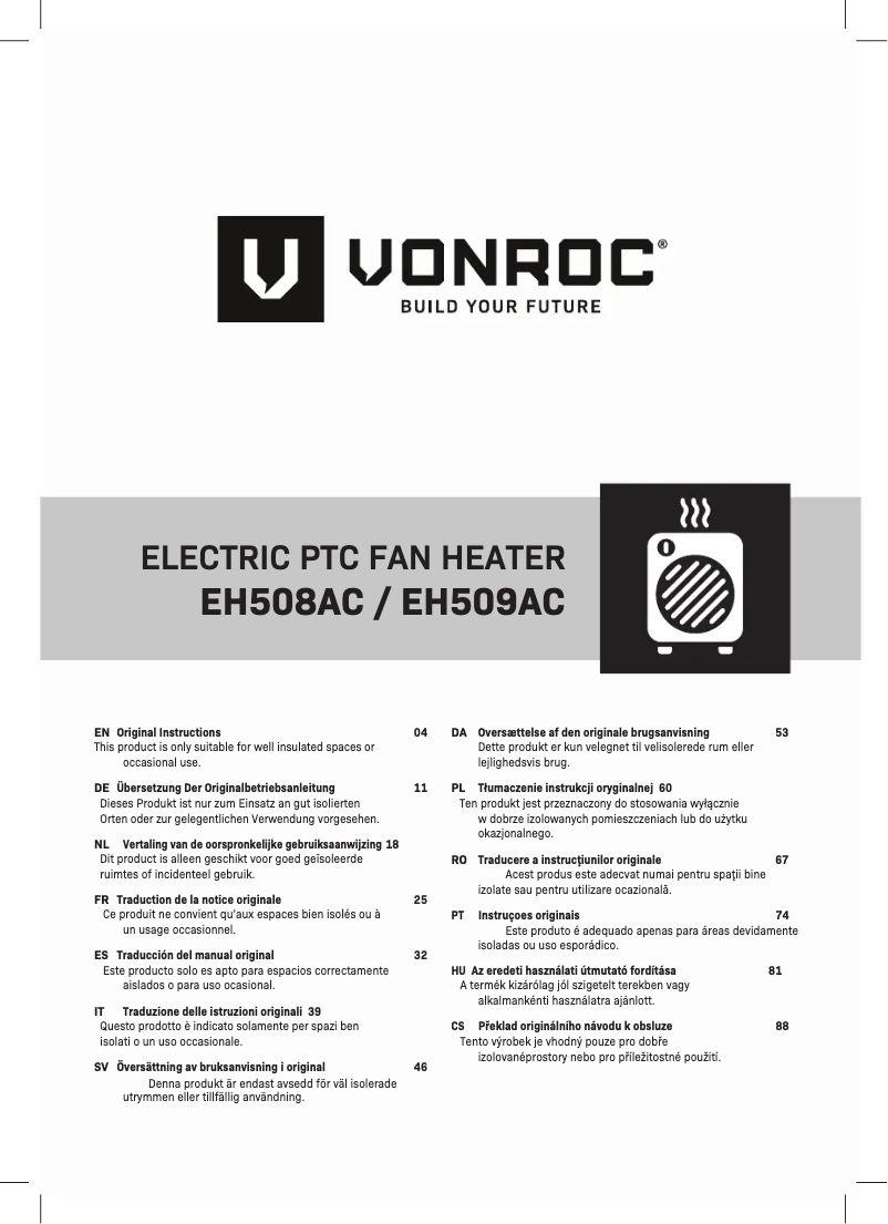 Page n°1 - Manuel utilisateur Vonroc EH509AC