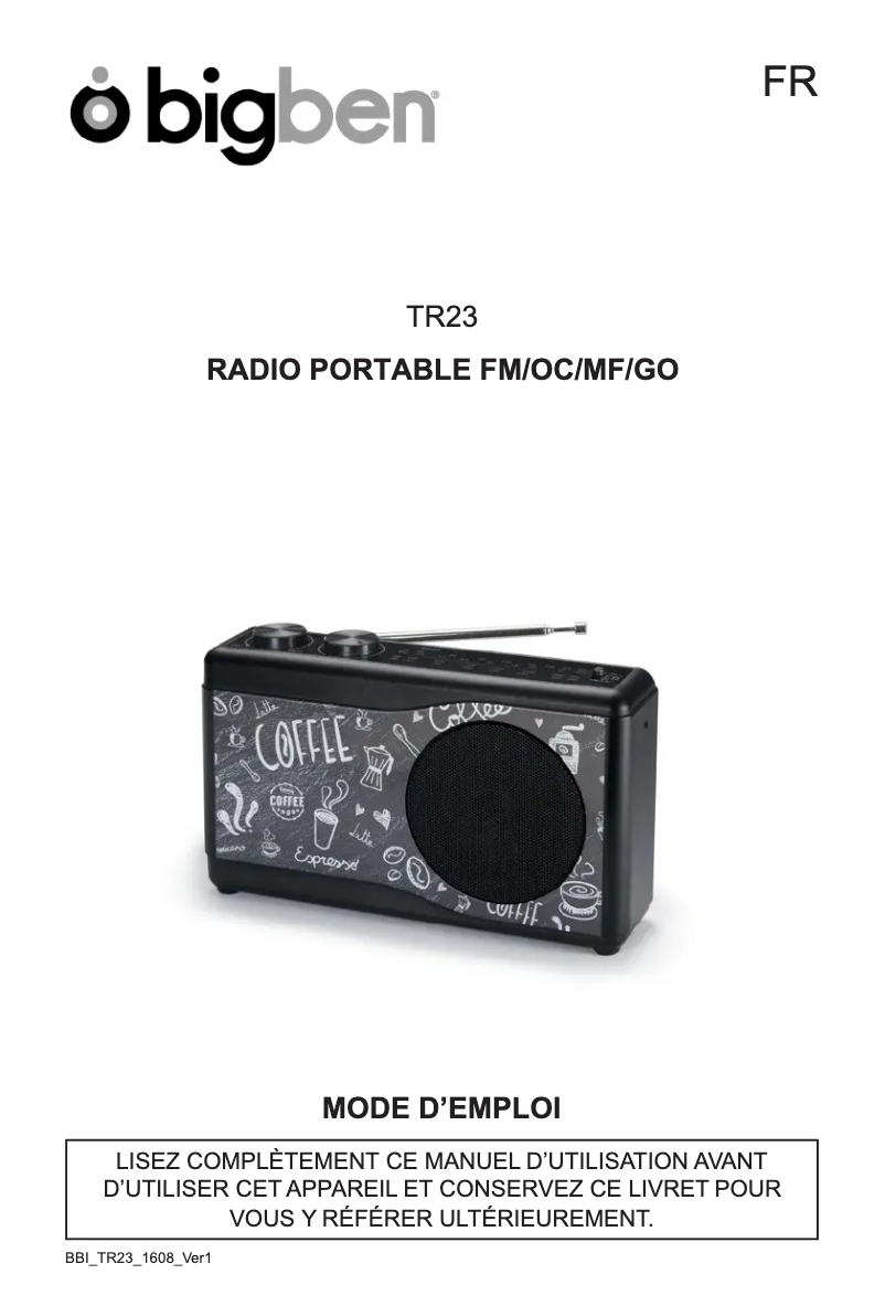 Página 1 del manual Manual de usuario Bigben TR23