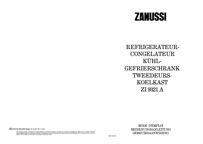 Page n°1 - Manuel utilisateur Zanussi ZI 9321 a