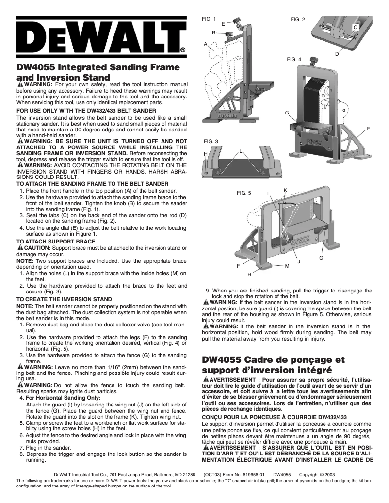 Page 1 de la notice Manuel utilisateur DeWalt DW4055