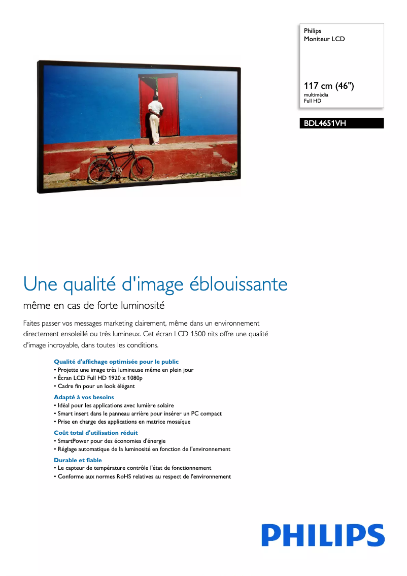Page n°1 - Fiche technique Philips BDL4651VH