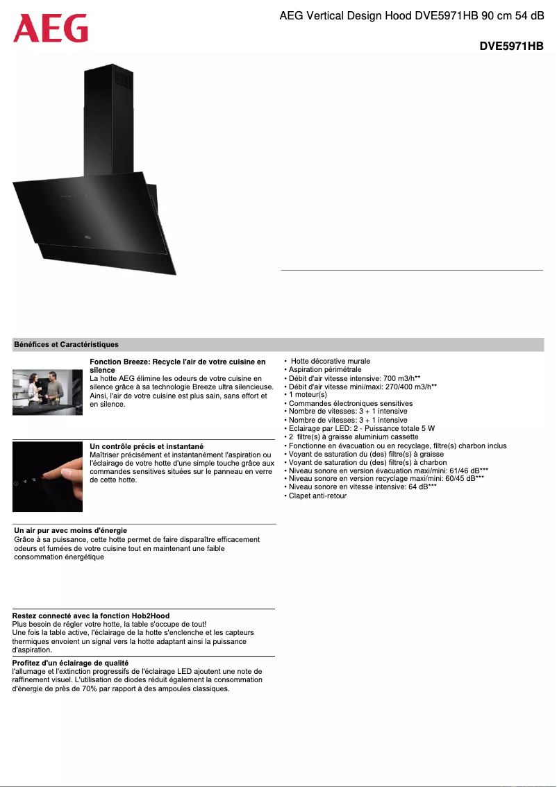 Página 1 del manual Ficha técnica AEG DVE5971HB