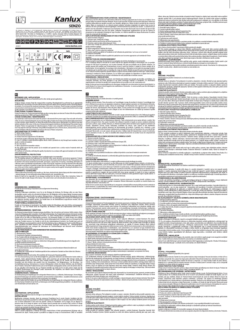 Page 1 de la notice Manuel utilisateur Kanlux SENZO