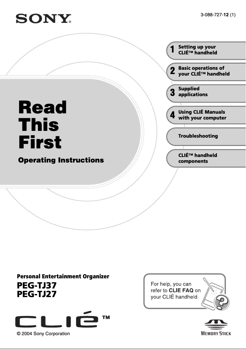 Page n°1 - Guide d'installation Sony Clie PEG-TJ37