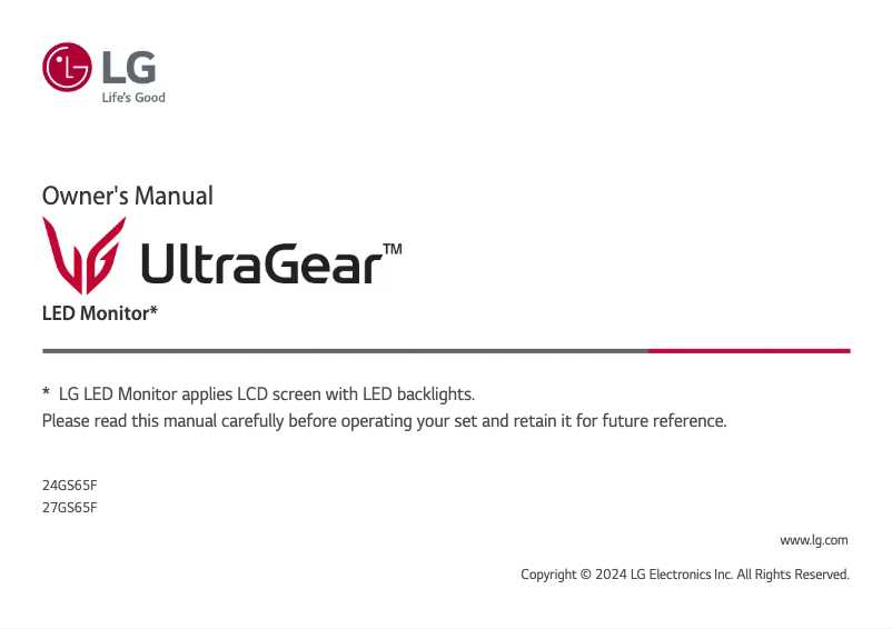 Page 1 of the manual User Manual LG UltraGear 27GS65F