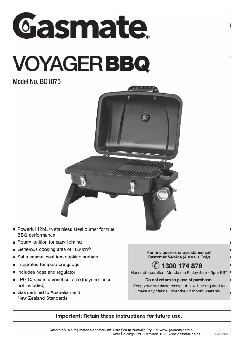 Image de la première page du manuel de l'appareil Voyager BQ1075