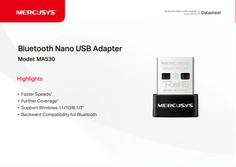 Página 1 del manual Ficha técnica Mercusys MA530