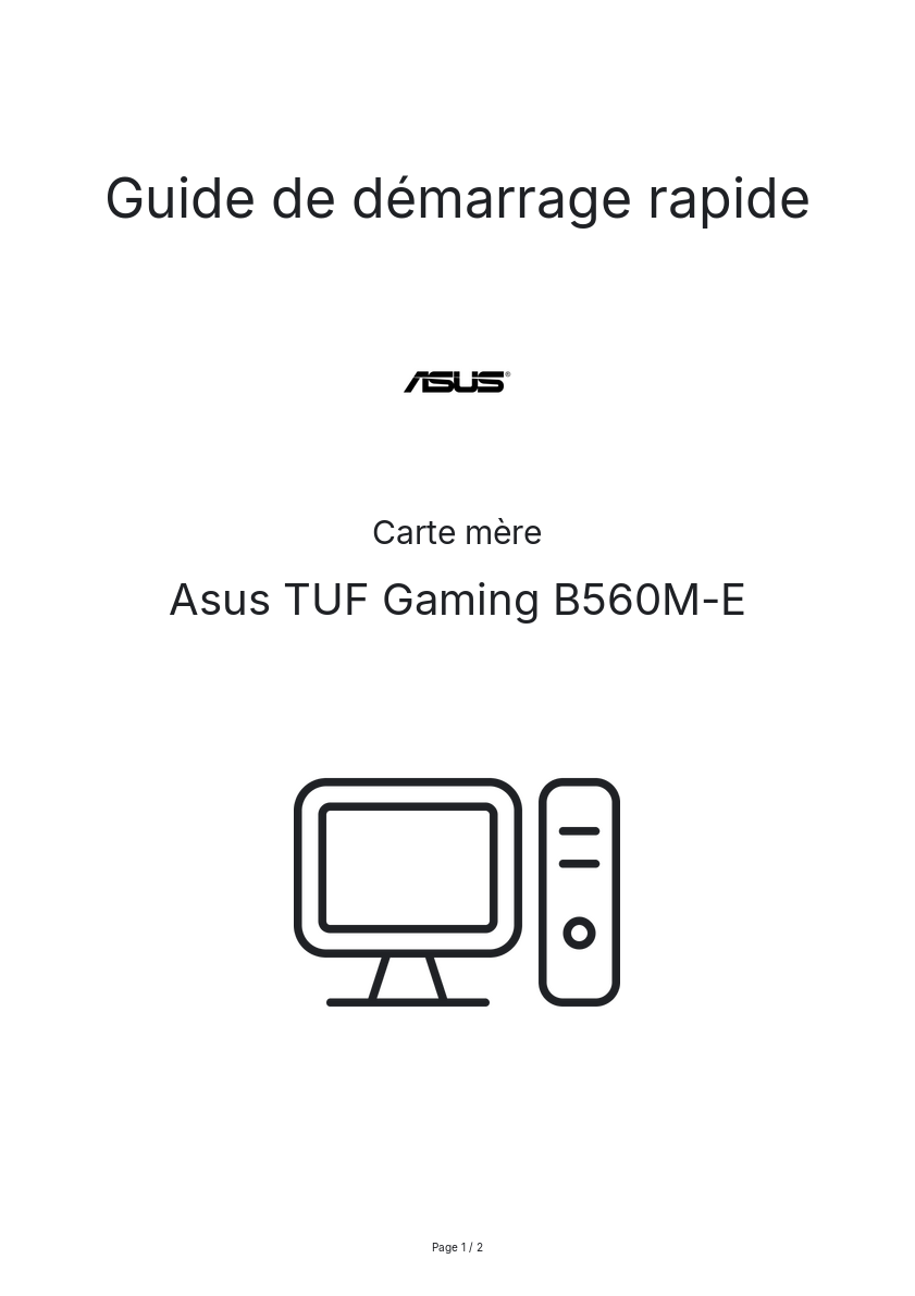 Page n°1 - Guide de démarrage rapide Asus TUF Gaming B560M-E
