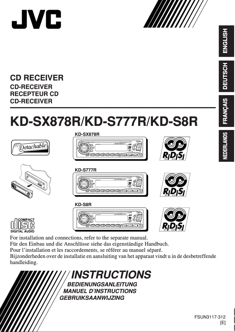 Page 1 de la notice Manuel utilisateur JVC KD-S777R