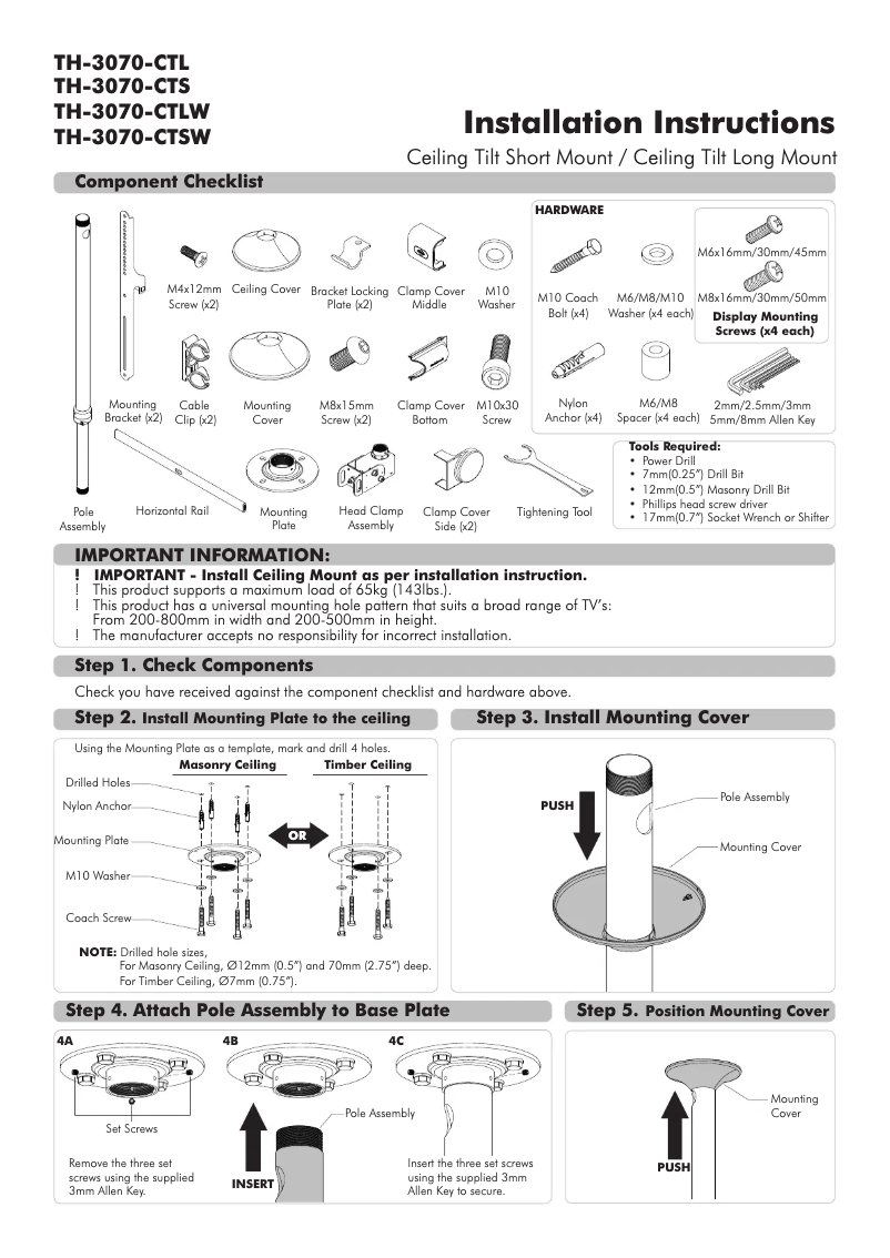 Page n°1 - Manuel utilisateur Atdec TH-3070-CT