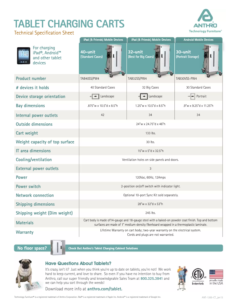 Image de la première page du manuel de l'appareil Tablet Charging Carts