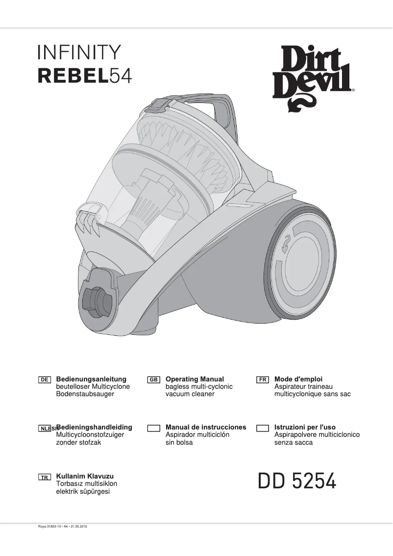 Page n°1 - Manuel utilisateur Dirt Devil Infinity Rebel 54 HFC