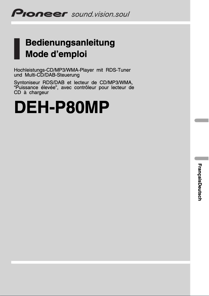 Page n°1 - Manuel utilisateur Pioneer DEH-P80MP