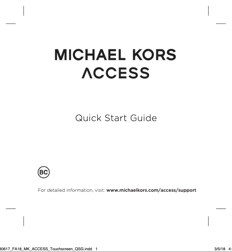 Page n°1 - Manuel utilisateur Michael Kors Access Bradshaw Gen 5 MKT5090