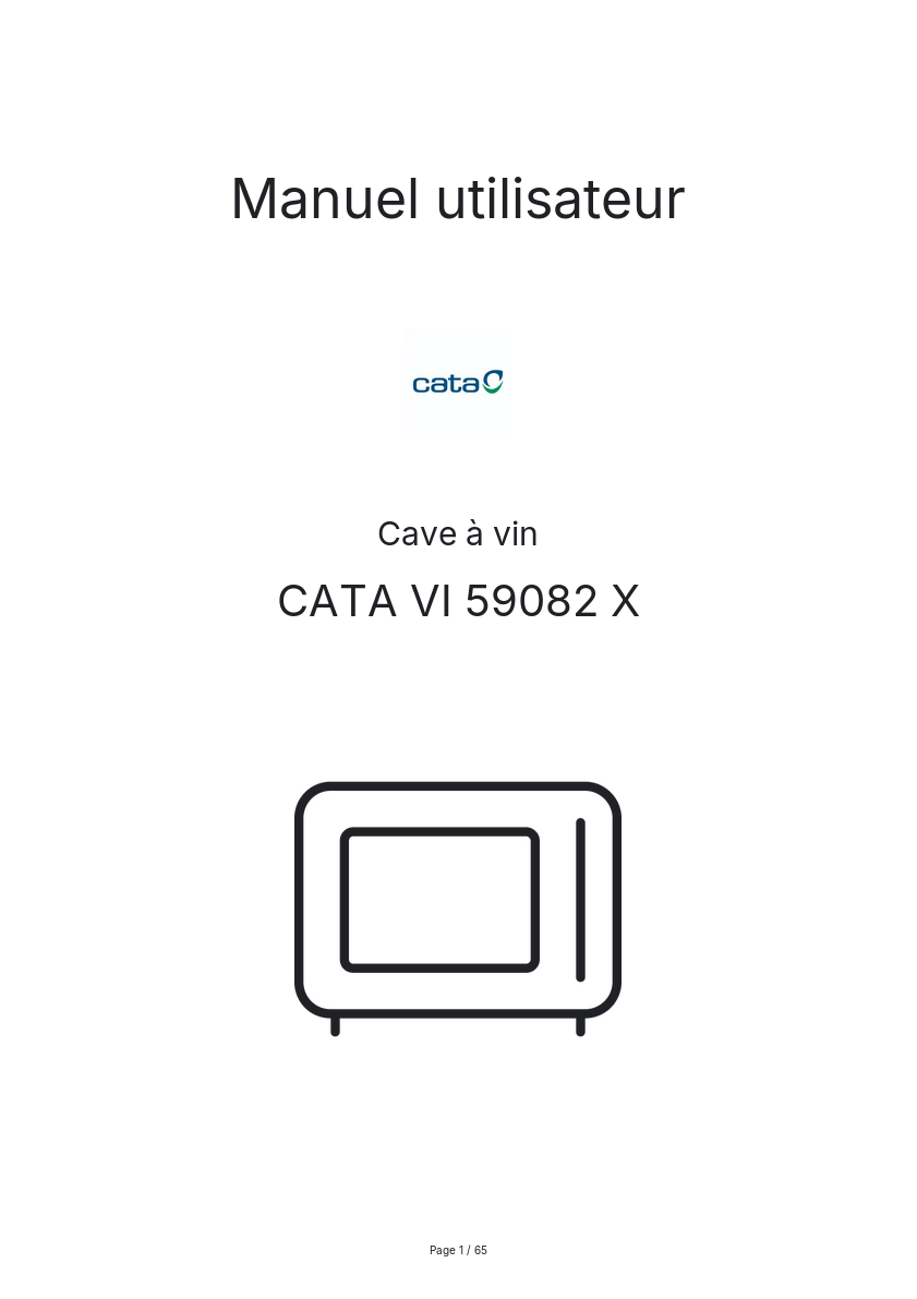 Page n°1 - Manuel utilisateur CATA VI 59082 X