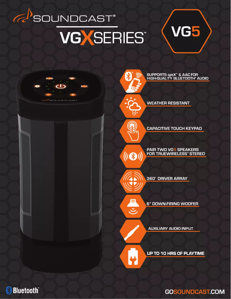 Page 1 of the manual Technical Sheet SoundCast VG5