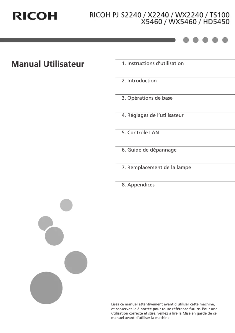 Page n°1 - Manuel utilisateur Ricoh PJ HD5450