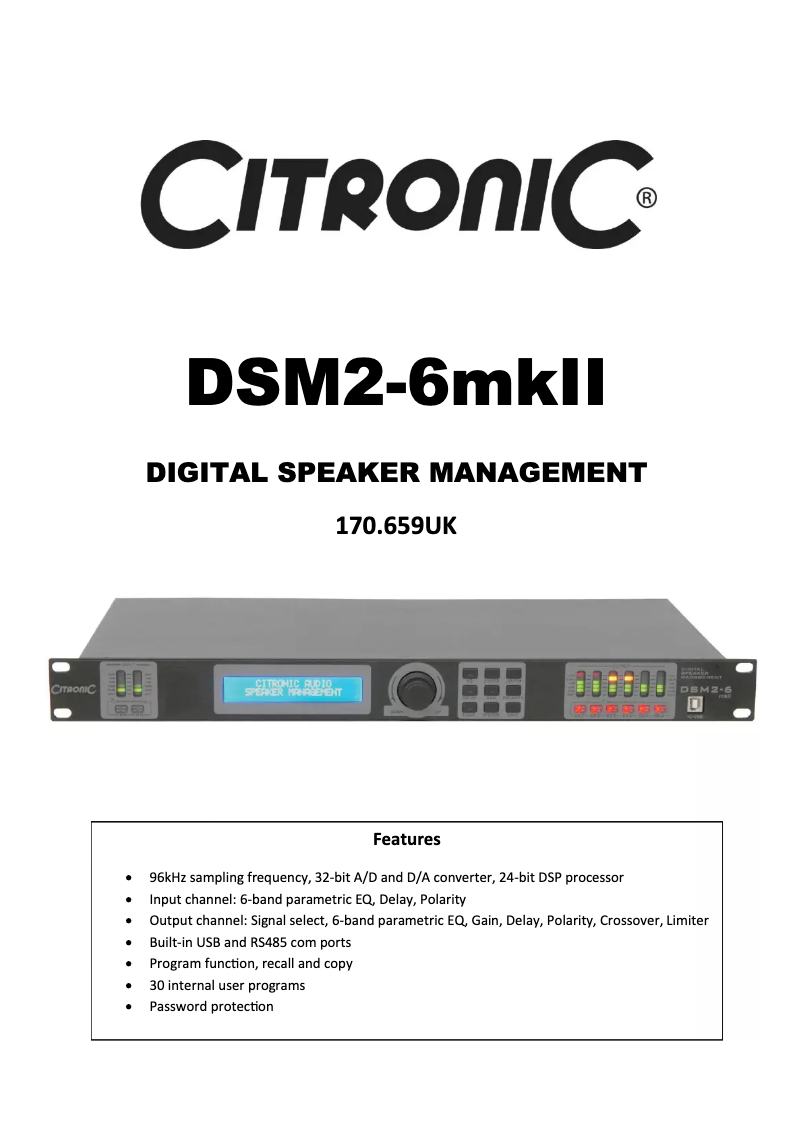 Page n°1 - Manuel utilisateur Citronic DSM2-6 mkII